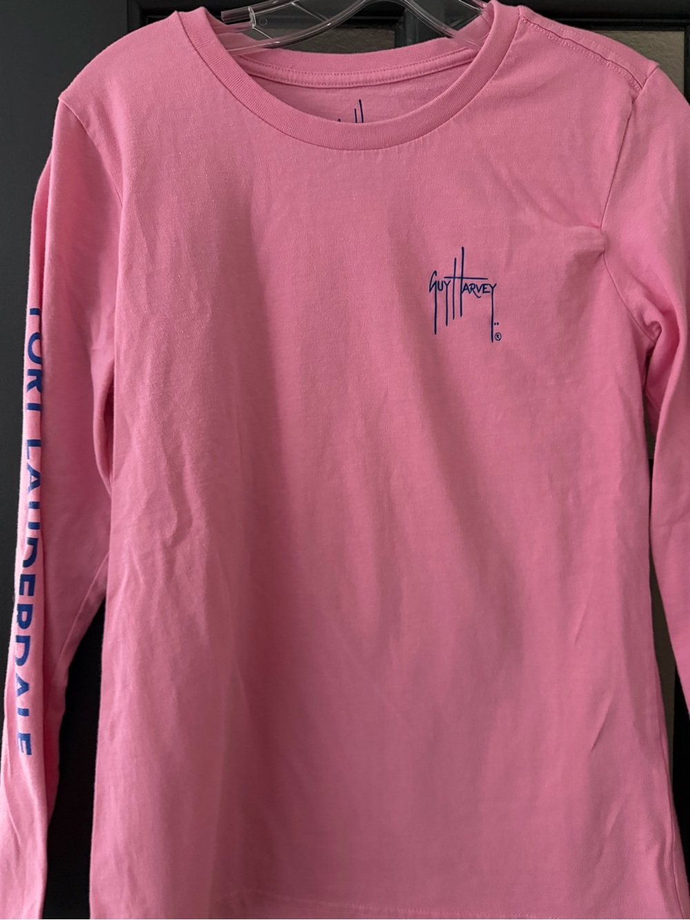 Women’s Guy Harvey Fort LauderdaleLong-Sleeve Crewneck Tee pink blue small